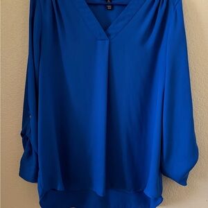 Jones New York Royal Blue V-Neck Long Sleeve Blouse